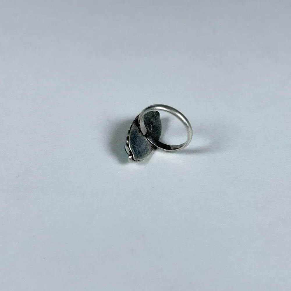 Vintage Navajo Sterling Silver Turquoise Ring 5us Size 3.9g